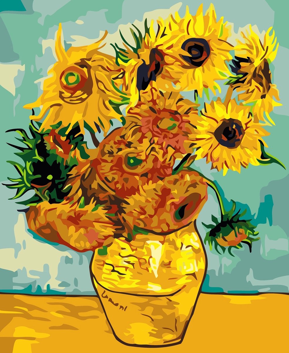 Dielay - Schilderen op Nummer - Vincent van Gogh | Zonnebloemen - Painting by Numbers - 50x40 cm - Complete Set